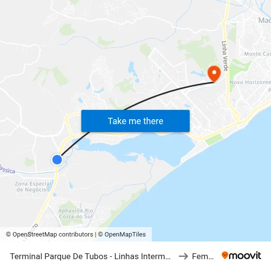 Terminal Parque De Tubos - Linhas Intermunicipais to Femass map