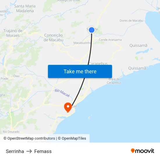 Serrinha to Femass map