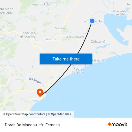 Dores De Macabu to Femass map