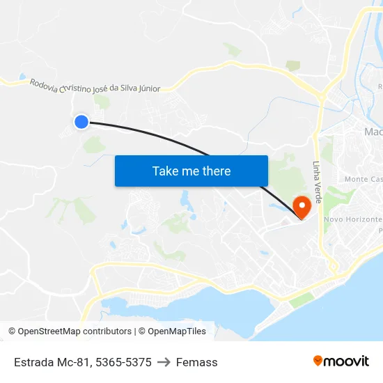 Ponto Final :: Horto De Macaé to Femass map