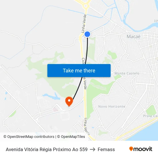 Avenida Vitória Régia Próximo Ao 559 to Femass map