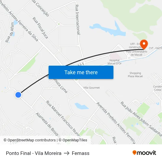 Ponto Final - Vila Moreira to Femass map