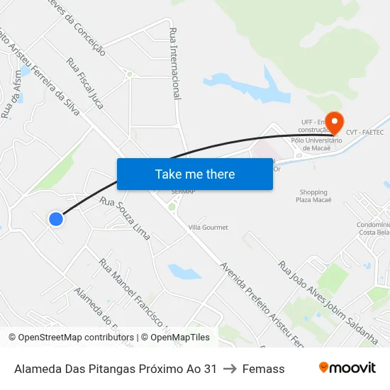 Alameda Das Pitangas Próximo Ao 31 to Femass map