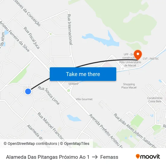 Alameda Das Pitangas Próximo Ao 1 to Femass map