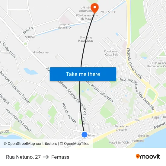 Rua Netuno, 27 to Femass map