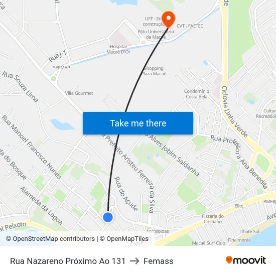 Rua Nazareno Próximo Ao 131 to Femass map