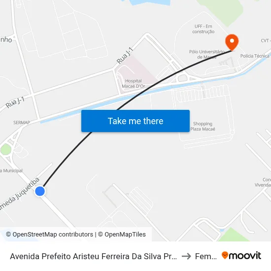 Avenida Prefeito Aristeu Ferreira Da Silva Próximo Ao 1270 to Femass map
