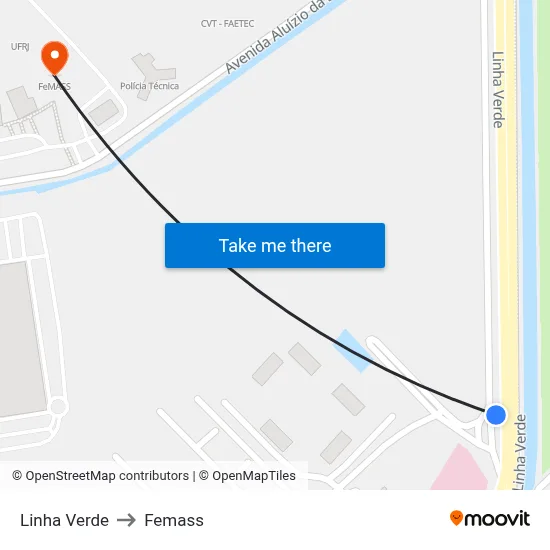 Linha Verde to Femass map