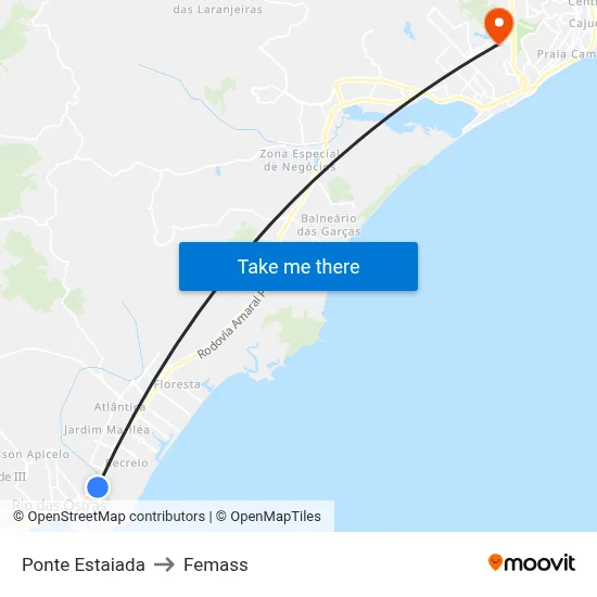 Ponte Estaiada to Femass map