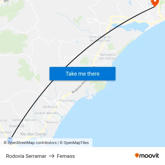 Rodovia Serramar to Femass map