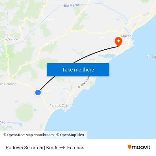 Rodovia Serramar| Km 6 to Femass map