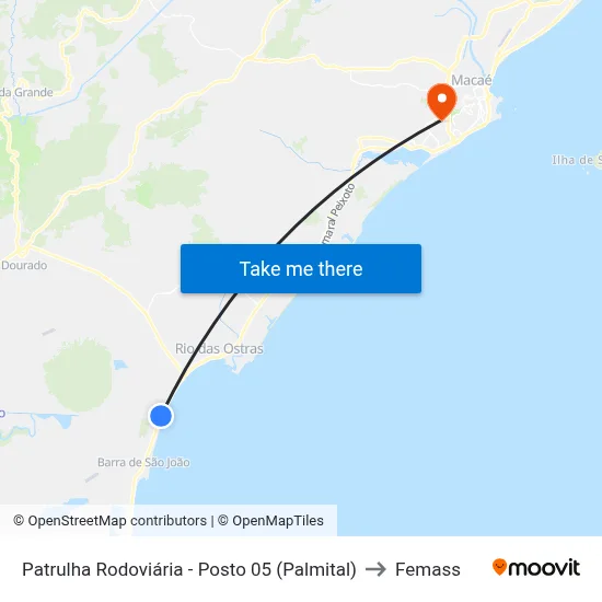 Patrulha Rodoviária - Posto 05 (Palmital) to Femass map