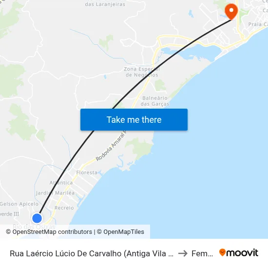 Rua Laércio Lúcio De Carvalho (Antiga Vila Babel ), 769 to Femass map