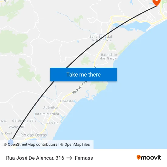 Rua José De Alencar, 316 to Femass map