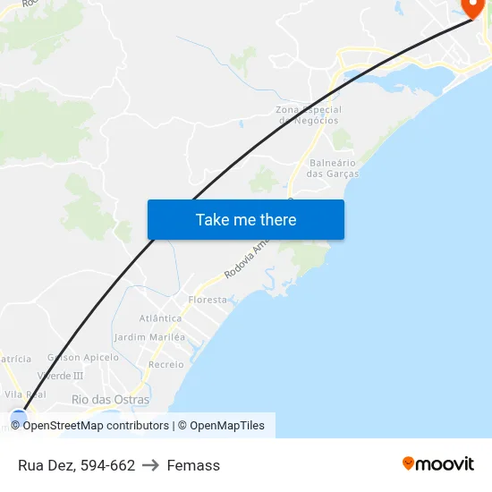 Rua Dez, 594-662 to Femass map