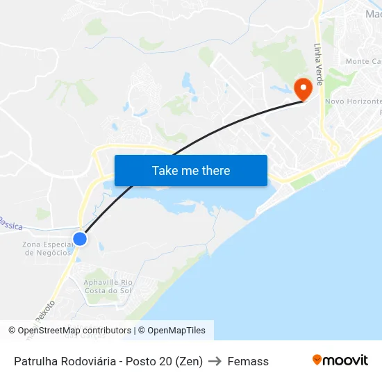 Patrulha Rodoviária - Posto 20 (Zen) to Femass map