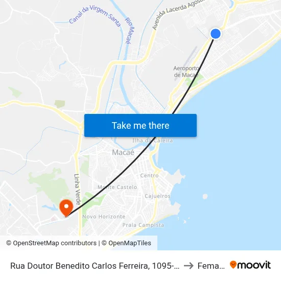 Rua Doutor Benedito Carlos Ferreira, 1095-1313 to Femass map