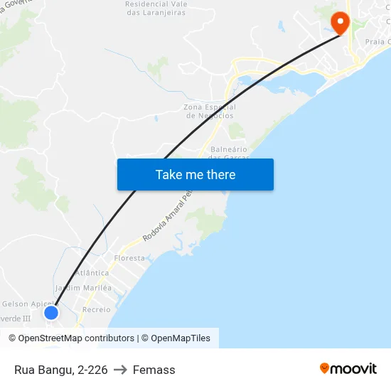 Rua Bangu, 2-226 to Femass map