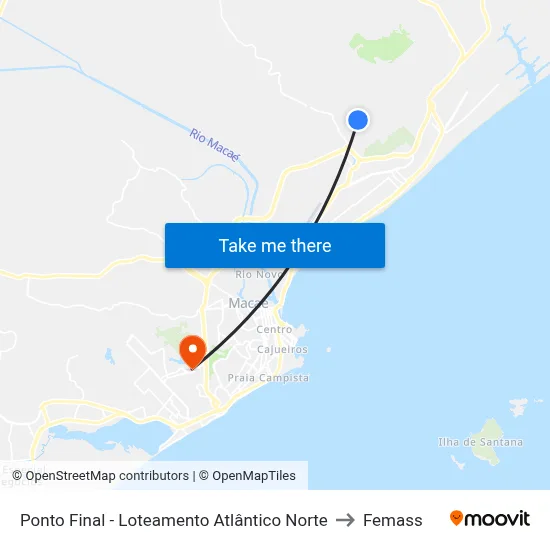 Ponto Final - Loteamento Atlântico Norte to Femass map