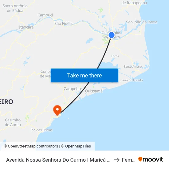Avenida Nossa Senhora Do Carmo | Maricá (Sentido Centro) to Femass map