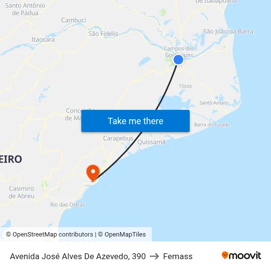 Avenida José Alves De Azevedo, 390 to Femass map