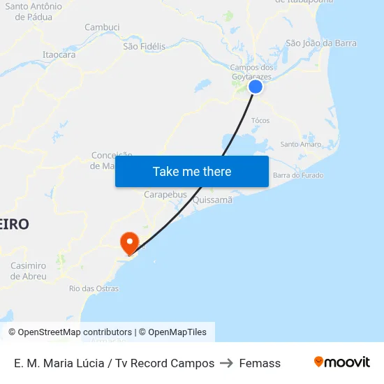 E. M. Maria Lúcia / Tv Record Campos to Femass map