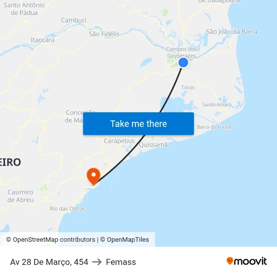 Av 28 De Março, 454 to Femass map