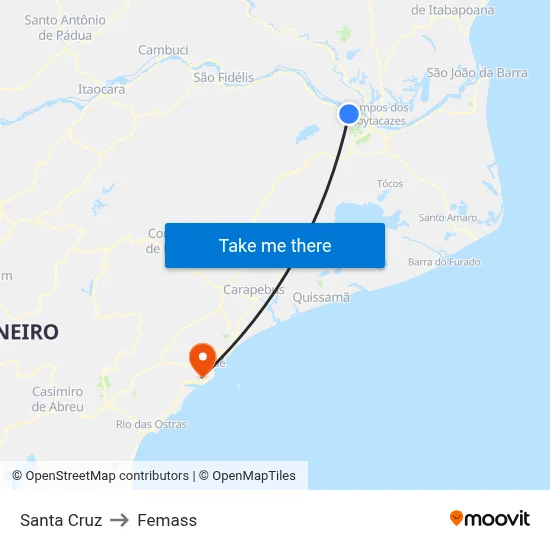 Santa Cruz to Femass map