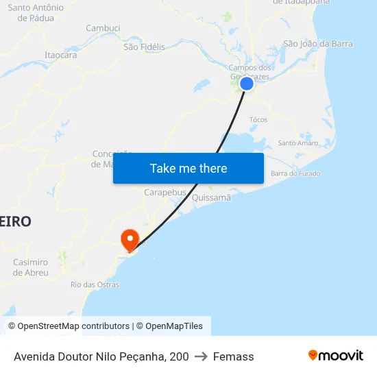 Avenida Doutor Nilo Peçanha, 200 to Femass map