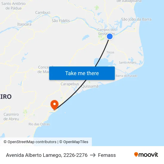 Avenida Alberto Lamego, 2226-2276 to Femass map