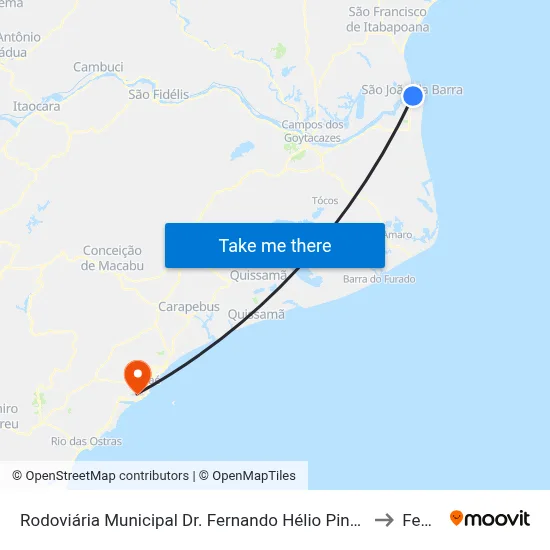 Rodoviária  Municipal Dr. Fernando Hélio Pinheiro (São João Da Barra) to Femass map