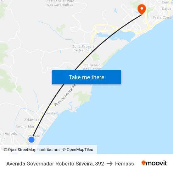Avenida Governador Roberto Silveira, 392 to Femass map