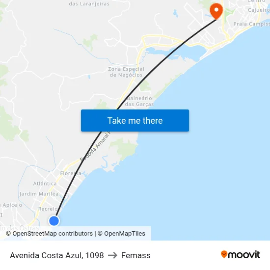 Avenida Costa Azul, 1098 to Femass map