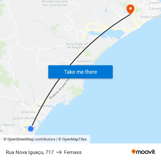 Rua Nova Iguaçu, 717 to Femass map