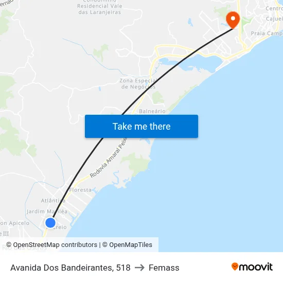 Avanida Dos Bandeirantes, 518 to Femass map