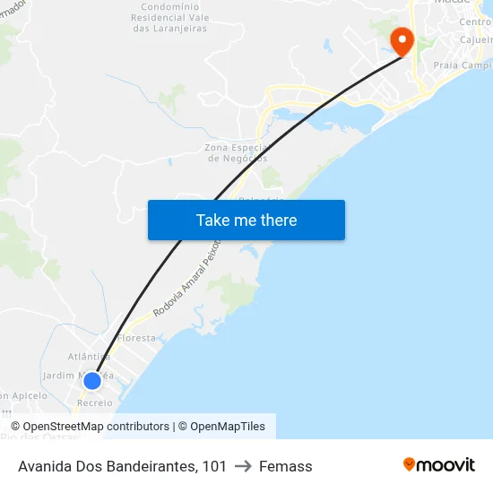 Avanida Dos Bandeirantes, 101 to Femass map