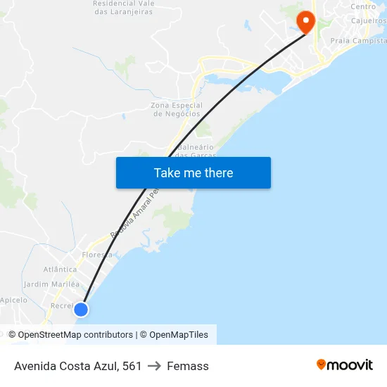 Avenida Costa Azul, 561 to Femass map