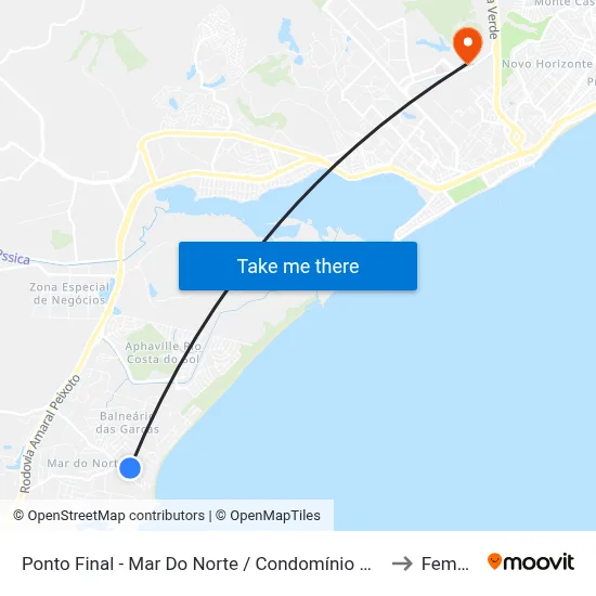 Ponto Final - Mar Do Norte / Condomínio Da Praia to Femass map