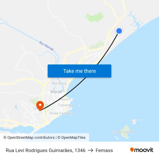 Rua Levi Rodrigues Guimarães, 1346 to Femass map