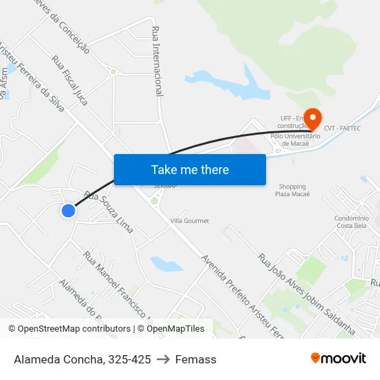 Alameda Concha, 325-425 to Femass map
