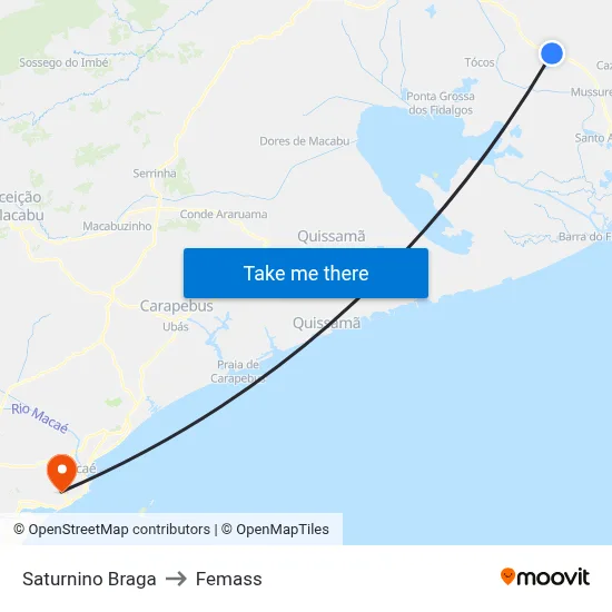 Saturnino Braga to Femass map