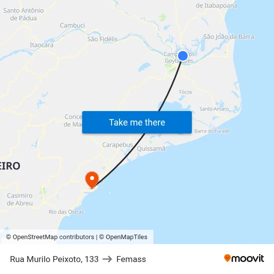 Rua Murilo Peixoto, 133 to Femass map