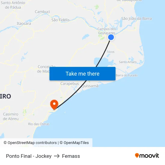 Ponto Final - Jockey to Femass map