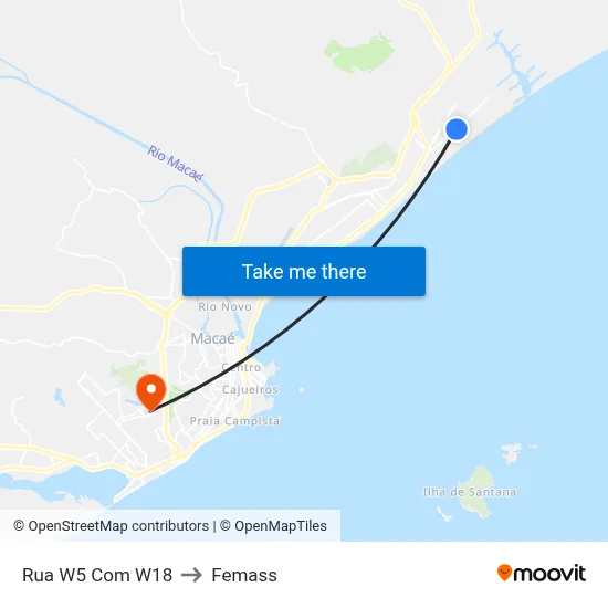 Rua W5 Com W18 to Femass map