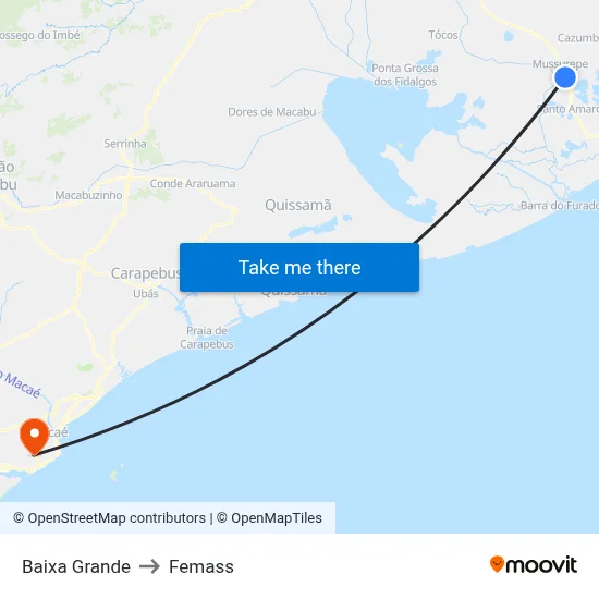 Baixa Grande to Femass map