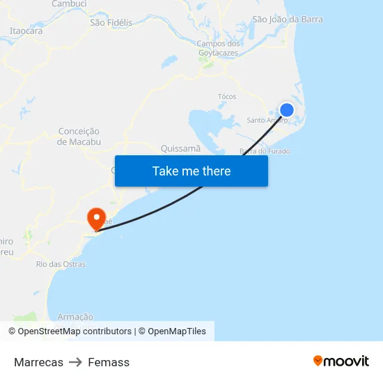 Marrecas to Femass map
