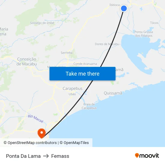 Ponta Da Lama to Femass map