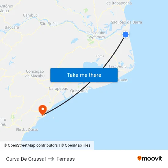 Curva De Grussaí to Femass map