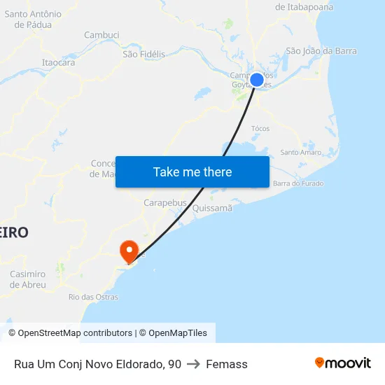 Rua Um Conj Novo Eldorado, 90 to Femass map
