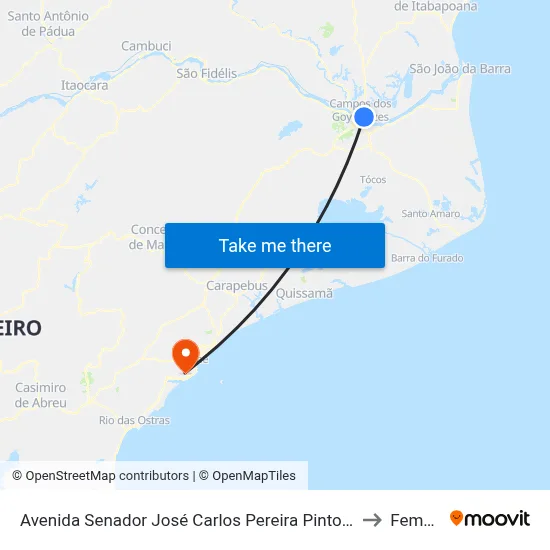 Avenida Senador José Carlos Pereira Pinto 443-463 to Femass map